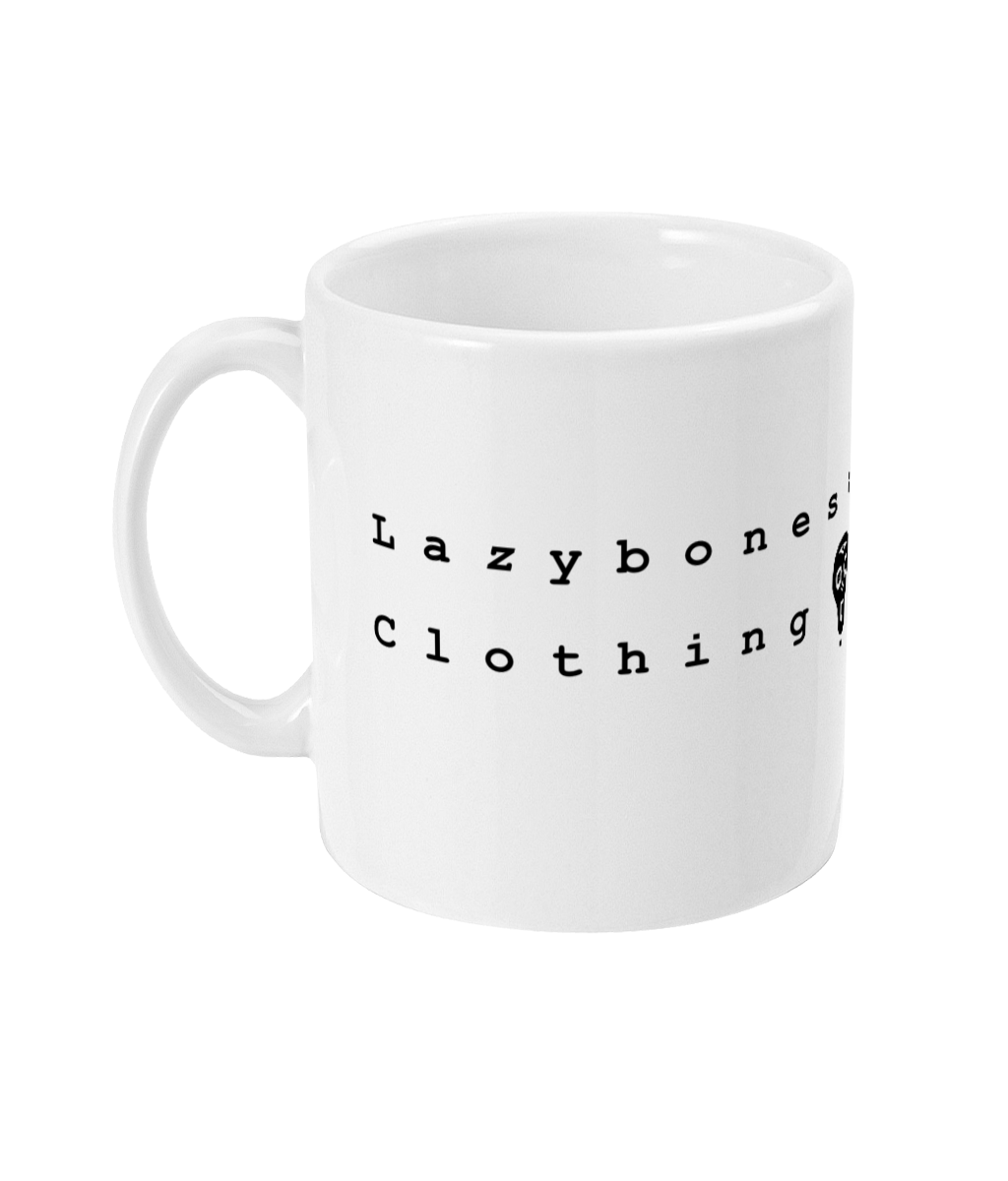 The lazybones skull logo and the words lazybones clothing forward and also backwards