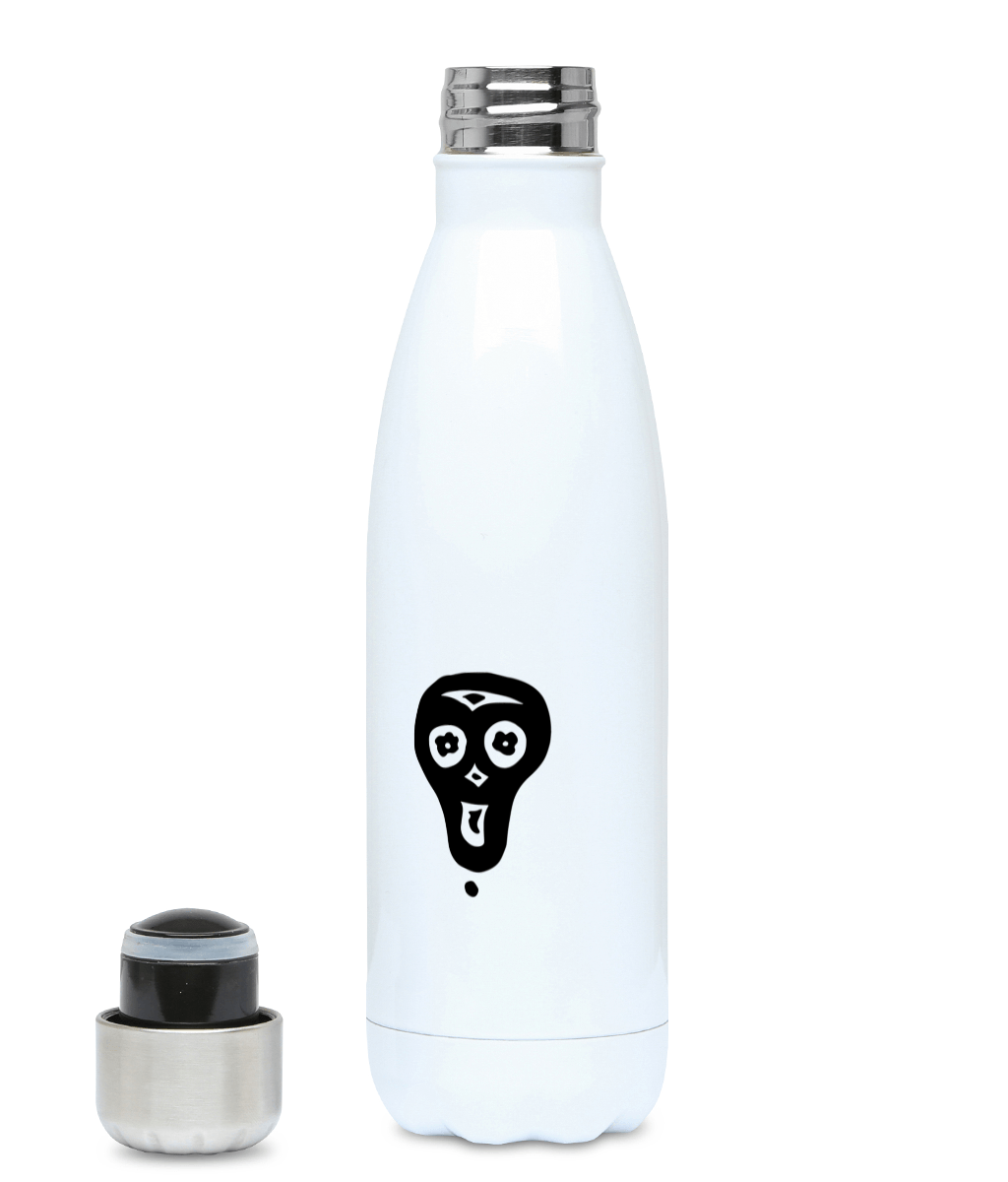 LzBc Accessories & Homeware Stainless Steel / White 500ml Water Bottle with a lazybones Skull